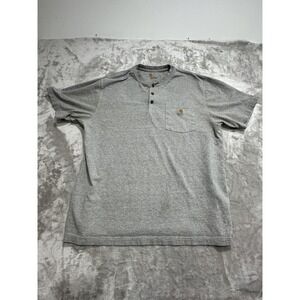 Carhartt Polo Shirt Men's Size Large Gray Short Sleeve 3 Button‎ Pocket EUC